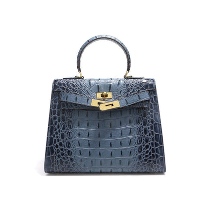 Grace Croco Royal – 28 cm Tasche aus echtem Leder mit Krokodilprägung