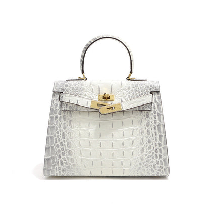 Grace Croco Royal – 28 cm Tasche aus echtem Leder mit Krokodilprägung