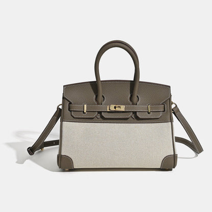 Jane Riviera 25 – Tasche aus echtem Togo-Leder und Platin-Canvas