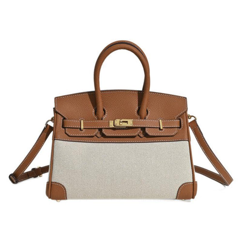 Jane Riviera 25 – Tasche aus echtem Togo-Leder und Platin-Canvas