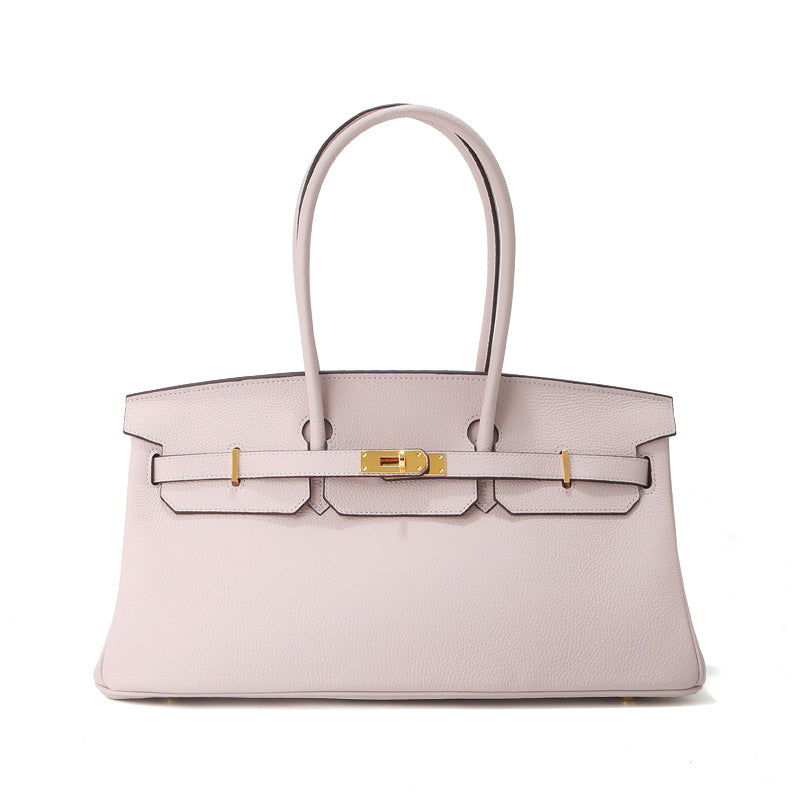 Jane Baguette – 40 cm Tasche aus echtem Pebbled-Leder