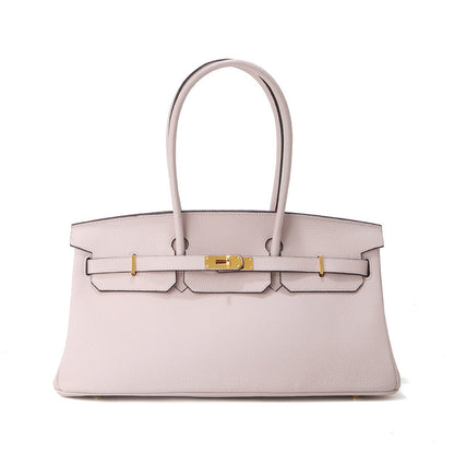 Jane Baguette – 40 cm Tasche aus echtem Pebbled-Leder