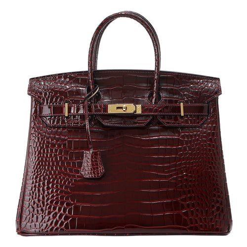 Jane Croco – Strukturierte Tasche aus echtem Leder mit Krokodil-Textur