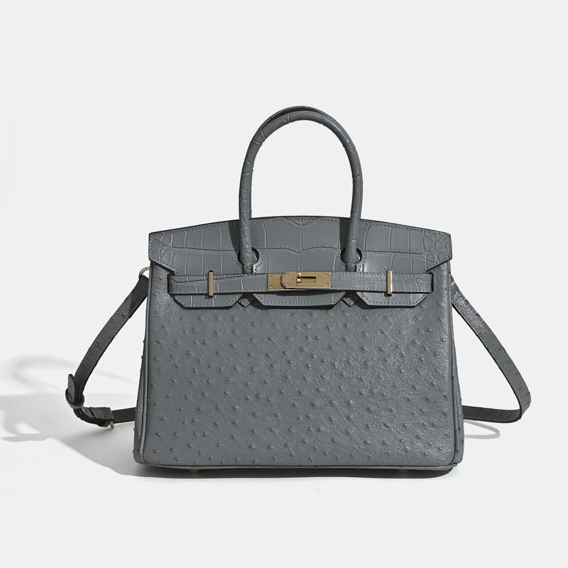 Jane Ostrich 30 – Tasche aus Leder mit Straußenprägung