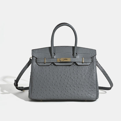 Jane Ostrich 30 – Tasche aus Leder mit Straußenprägung