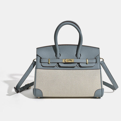 Jane Riviera 25 – Tasche aus echtem Togo-Leder und Platin-Canvas