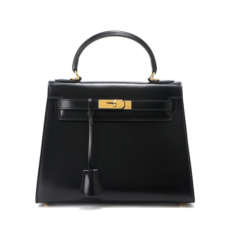 Grace Box – Strukturierte Tasche aus glattem echtem Leder ( 28 CM )