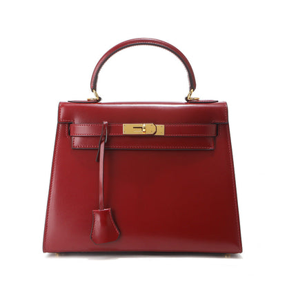 Grace Box – Strukturierte Tasche aus glattem echtem Leder ( 28 CM )