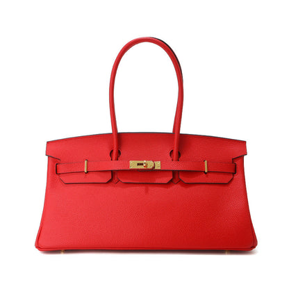 Jane Baguette – 40 cm Tasche aus echtem Pebbled-Leder