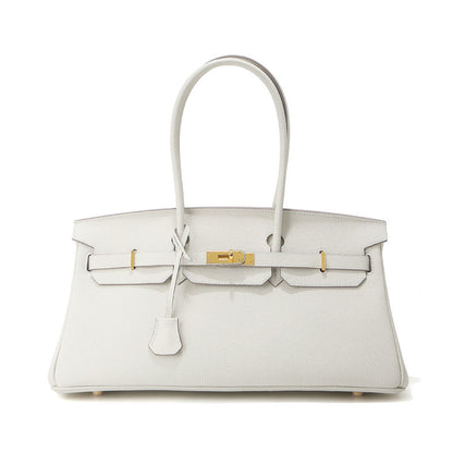 Jane Baguette – 40 cm Tasche aus echtem Pebbled-Leder