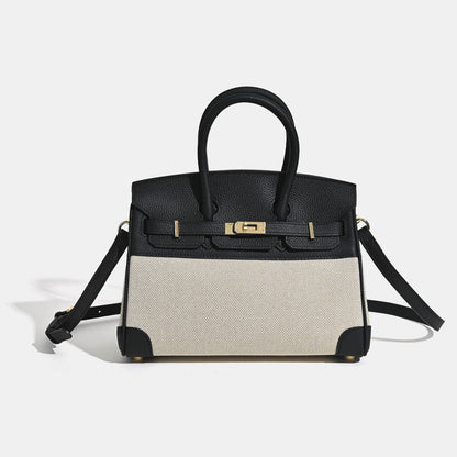 Jane Riviera 25 – Tasche aus echtem Togo-Leder und Platin-Canvas