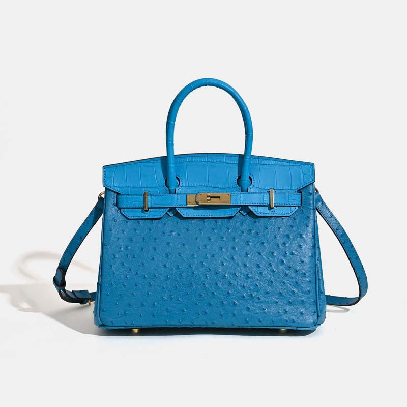 Jane Ostrich 30 – Tasche aus Leder mit Straußenprägung