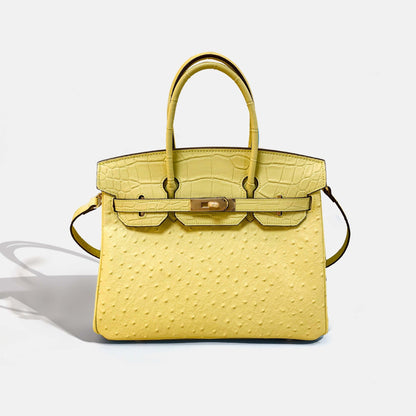 Jane Ostrich 30 – Tasche aus Leder mit Straußenprägung