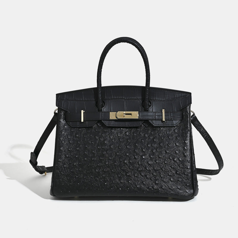 Jane Ostrich 30 – Tasche aus Leder mit Straußenprägung