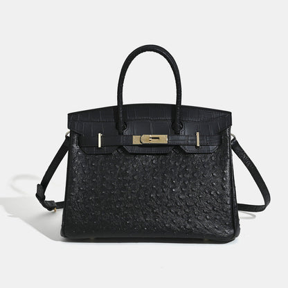 Jane Ostrich 30 – Tasche aus Leder mit Straußenprägung