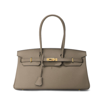 Jane Baguette – 40 cm Tasche aus echtem Pebbled-Leder