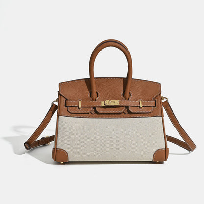 Jane Riviera 25 – Tasche aus echtem Togo-Leder und Platin-Canvas