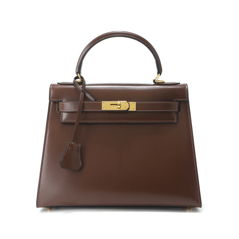 Grace Box – Strukturierte Tasche aus glattem echtem Leder ( 28 CM )