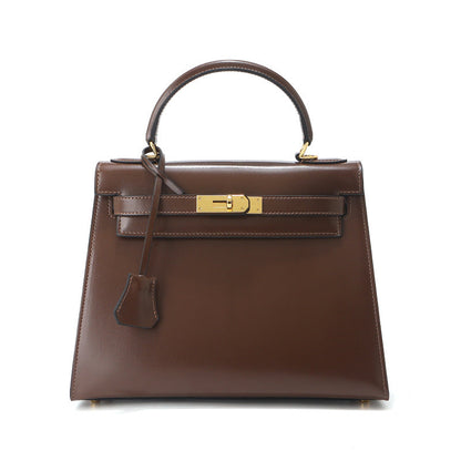 Grace Box – Strukturierte Tasche aus glattem echtem Leder ( 28 CM )