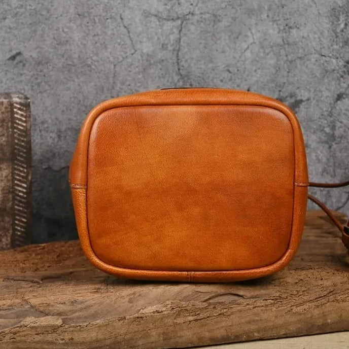 Bucket-Tasche Valentina Vintage – Aus echtem Premium-Leder