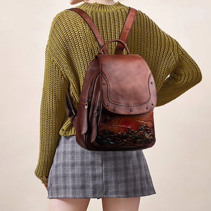 Rucksack Floral Inês Vintage – Aus echtem Premium-Leder