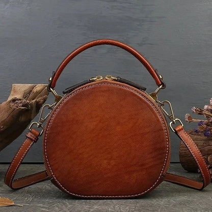 Runde Tasche Colette Vintage – Aus echtem Premium-Leder