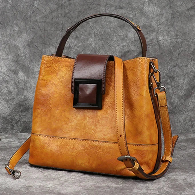 Helena Vintage Bucket – Bucket-Tasche aus Premium-Echtleder