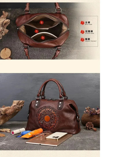 Boston-Tasche Camila Vintage – Aus echtem Premium-Leder
