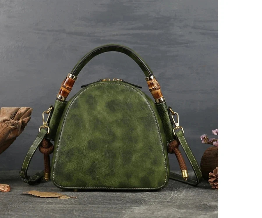 Shell-Tasche Oriental Mei Vintage – Aus echtem Premium-Leder