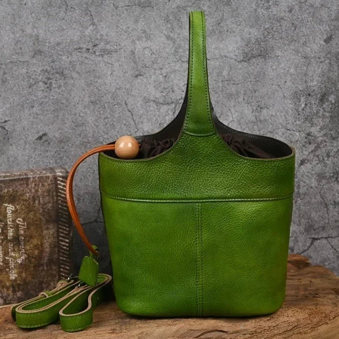 Bucket-Tasche Valentina Vintage – Aus echtem Premium-Leder