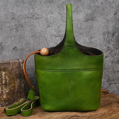 Bucket-Tasche Valentina Vintage – Aus echtem Premium-Leder