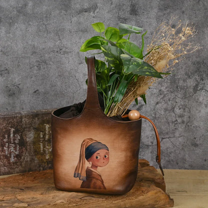 Bucket-Tasche Valentina Vintage – Aus echtem Premium-Leder