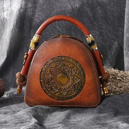 Shell-Tasche Oriental Mei Vintage – Aus echtem Premium-Leder