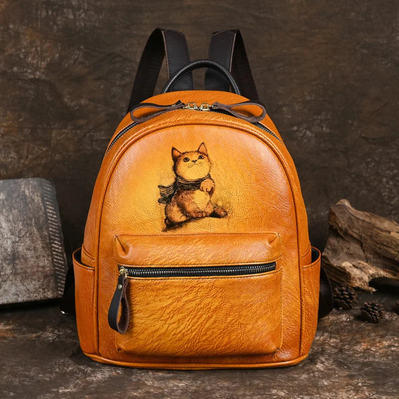 Künstlerischer Rucksack Clara Vintage – Aus echtem Premium-Leder