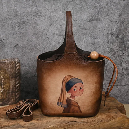 Bucket-Tasche Valentina Vintage – Aus echtem Premium-Leder