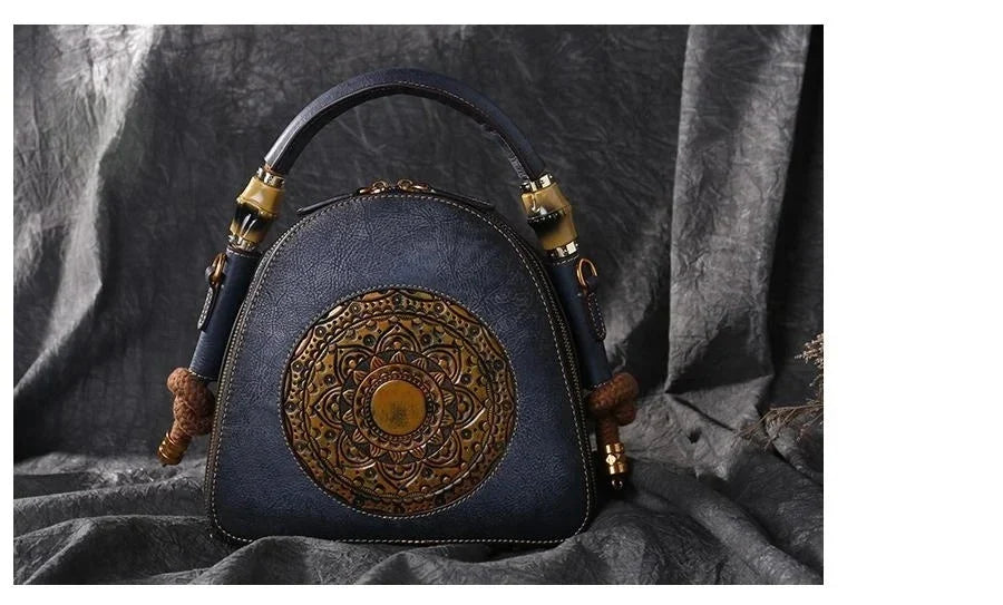 Shell-Tasche Oriental Mei Vintage – Aus echtem Premium-Leder