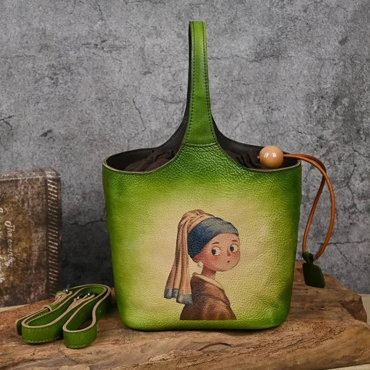 Bucket-Tasche Valentina Vintage – Aus echtem Premium-Leder