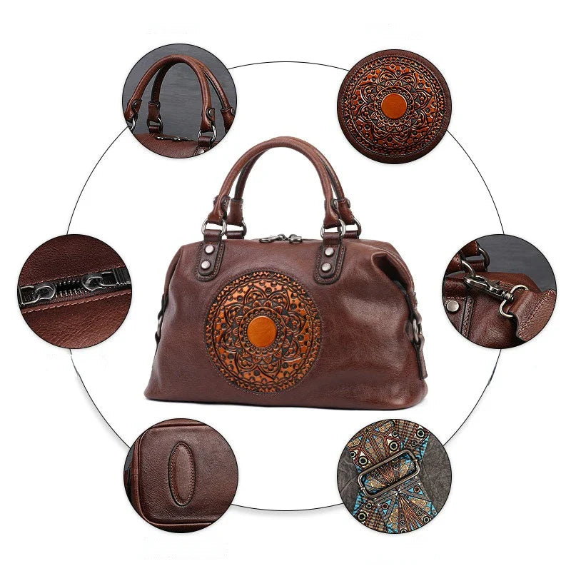 Boston-Tasche Camila Vintage – Aus echtem Premium-Leder