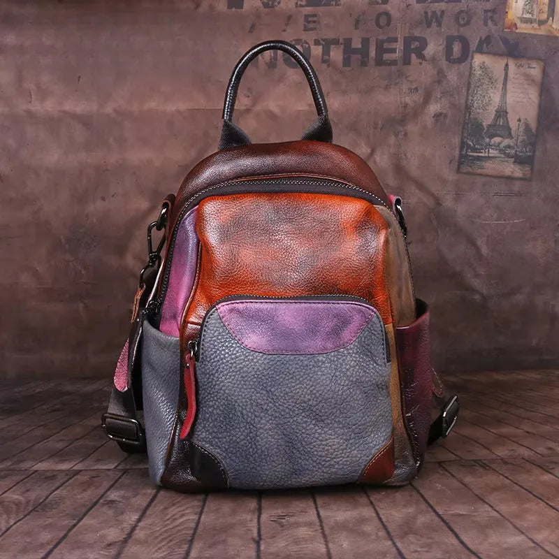 Rucksack Patchwork Diana Vintage – Aus echtem Premium-Leder