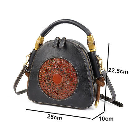 Shell-Tasche Oriental Mei Vintage – Aus echtem Premium-Leder