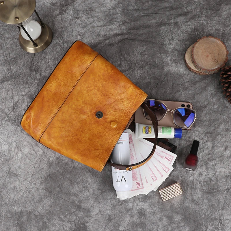 Helena Vintage Bucket – Bucket-Tasche aus Premium-Echtleder