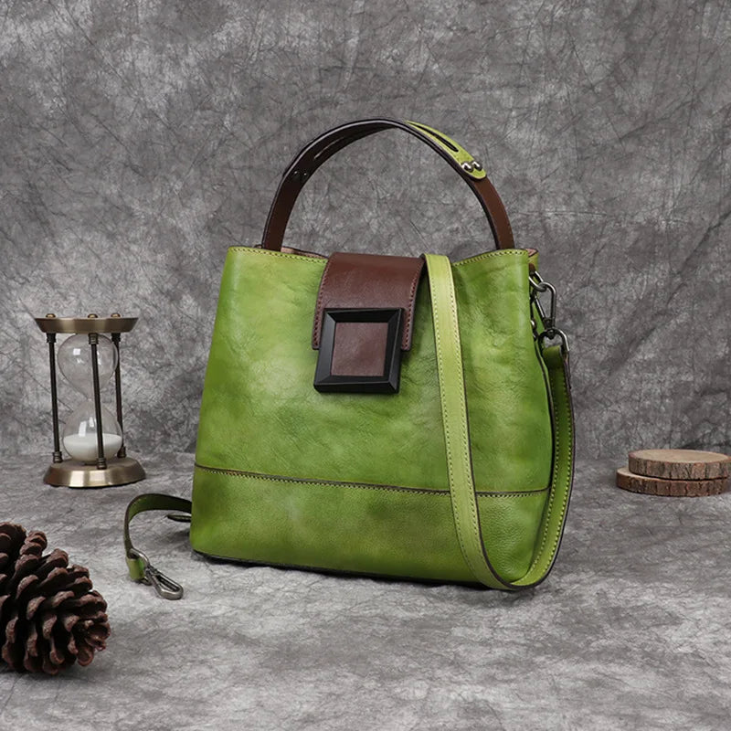 Helena Vintage Bucket – Bucket-Tasche aus Premium-Echtleder