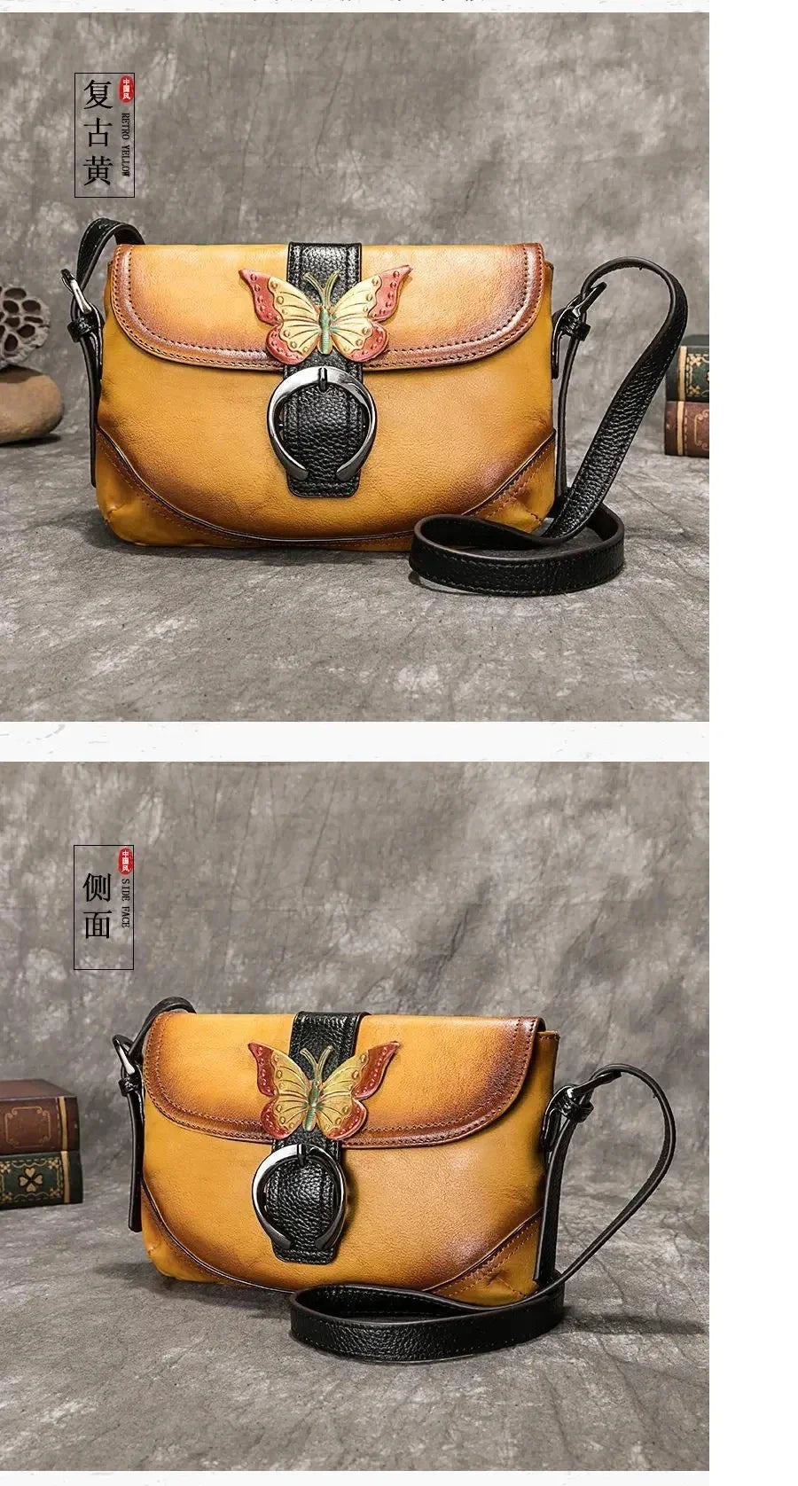 Künstlerische Tasche Sofia Vintage – Aus echtem Premium-Leder