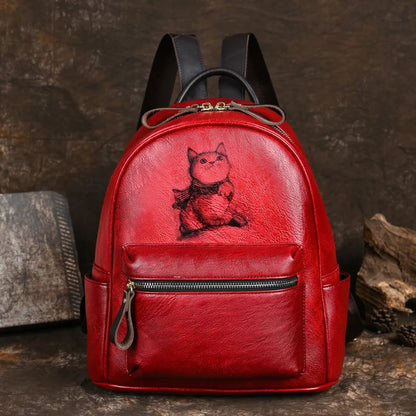Künstlerischer Rucksack Clara Vintage – Aus echtem Premium-Leder