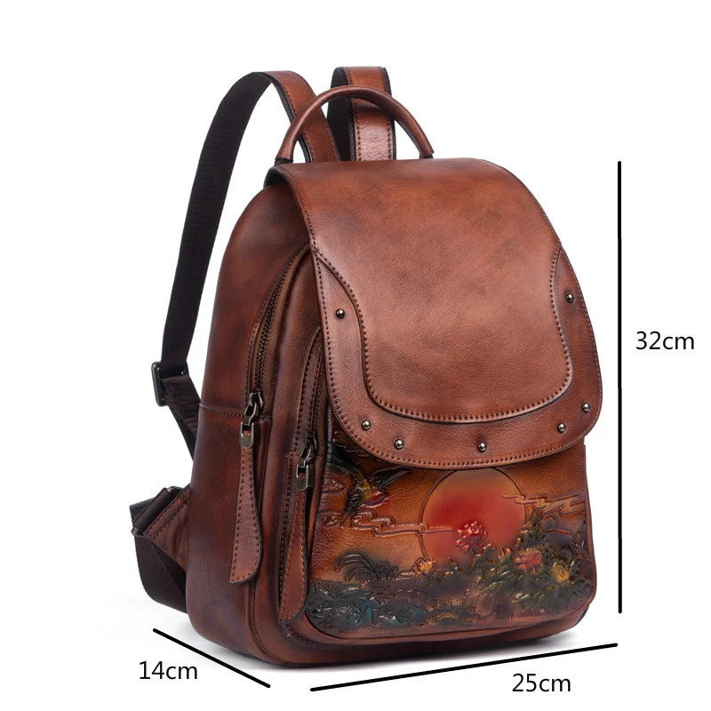Rucksack Floral Inês Vintage – Aus echtem Premium-Leder