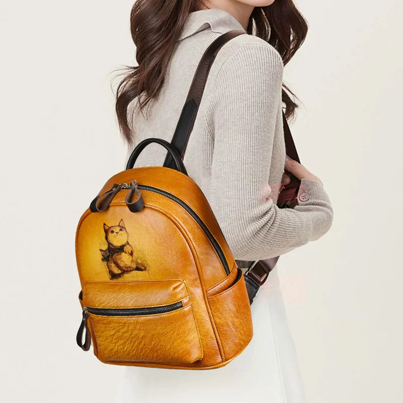 Künstlerischer Rucksack Clara Vintage – Aus echtem Premium-Leder