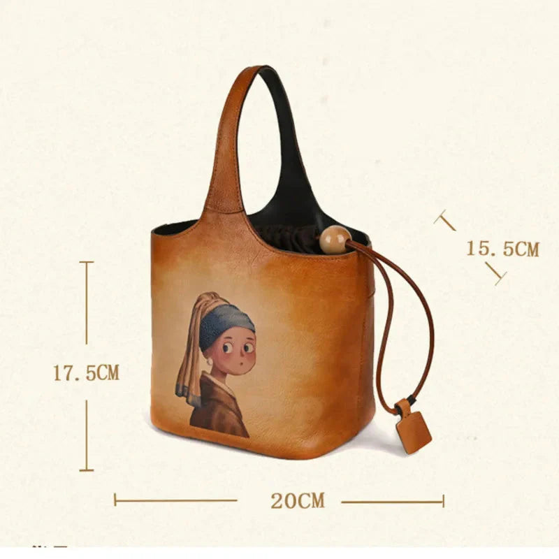 Bucket-Tasche Valentina Vintage – Aus echtem Premium-Leder