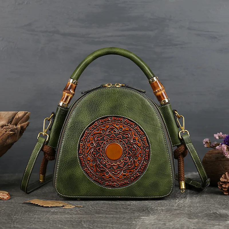 Shell-Tasche Oriental Mei Vintage – Aus echtem Premium-Leder