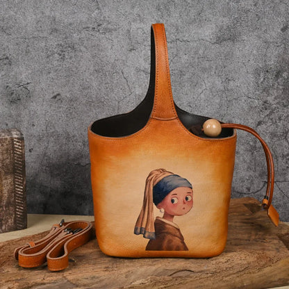 Bucket-Tasche Valentina Vintage – Aus echtem Premium-Leder