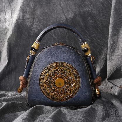 Shell-Tasche Oriental Mei Vintage – Aus echtem Premium-Leder